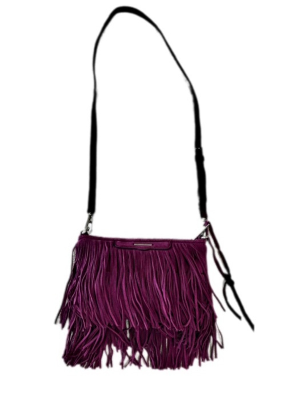 Rebecca Minkoff EUC Purple Suede Fringe Shoulder/Crossbody Bag Adj Strap